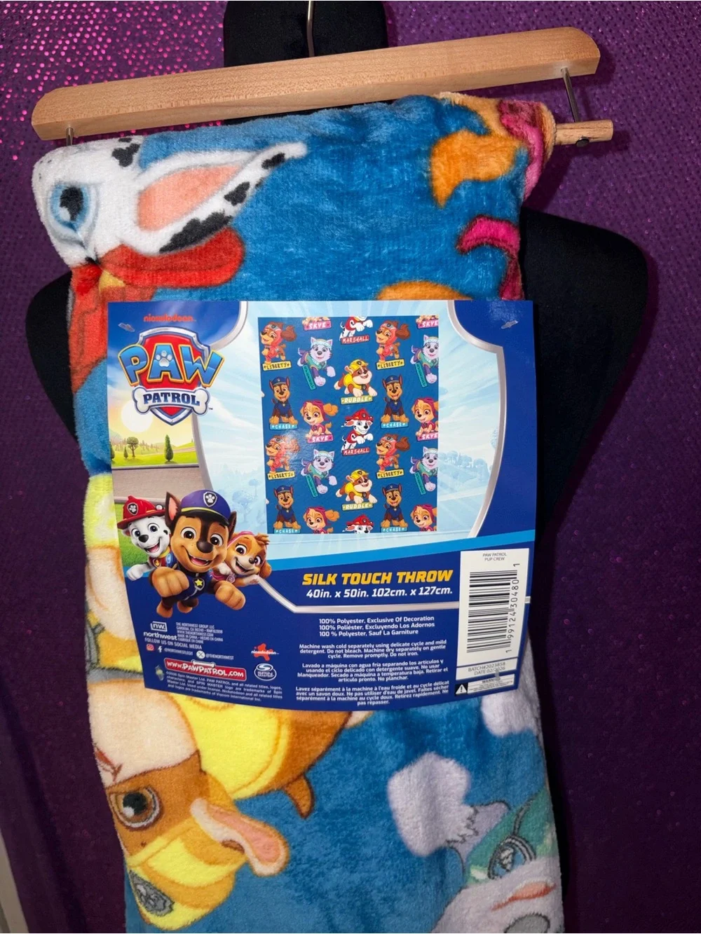 Paw Patrol Kids Plush Throw Blanket 40” x 50” Blue NWT Soft Polyester